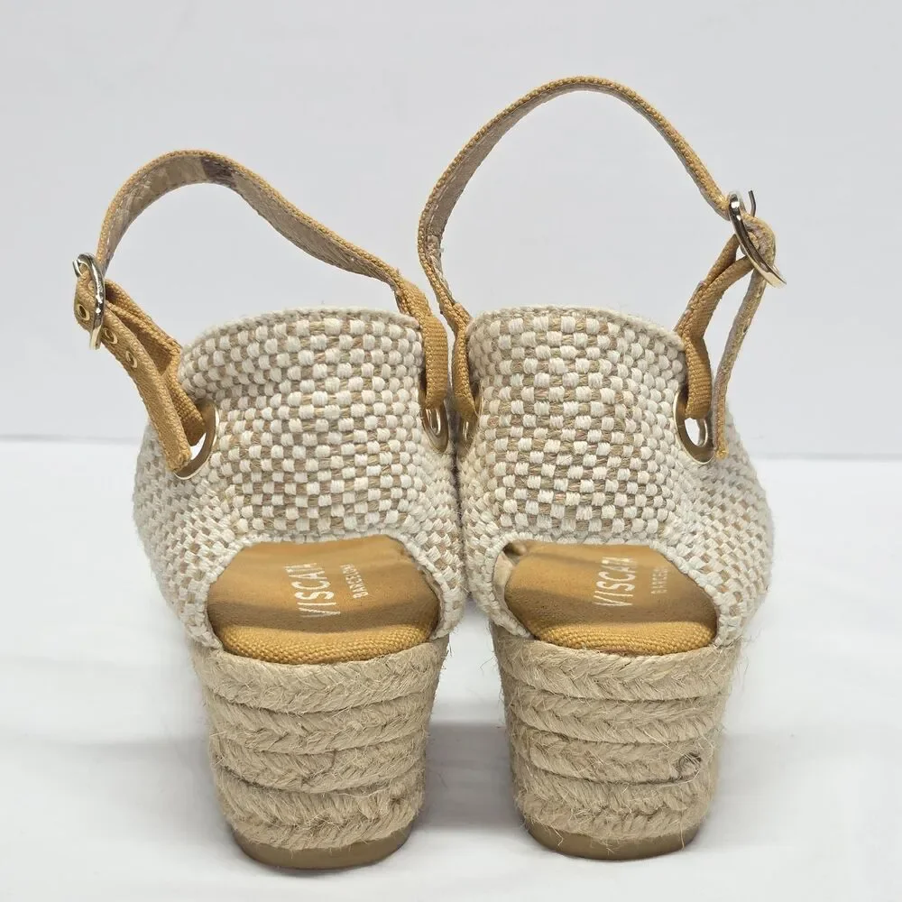 VISCATA Barcelona Women's Pubol Mustard Yellow Canvas Espadrille Wedges Sz US 8